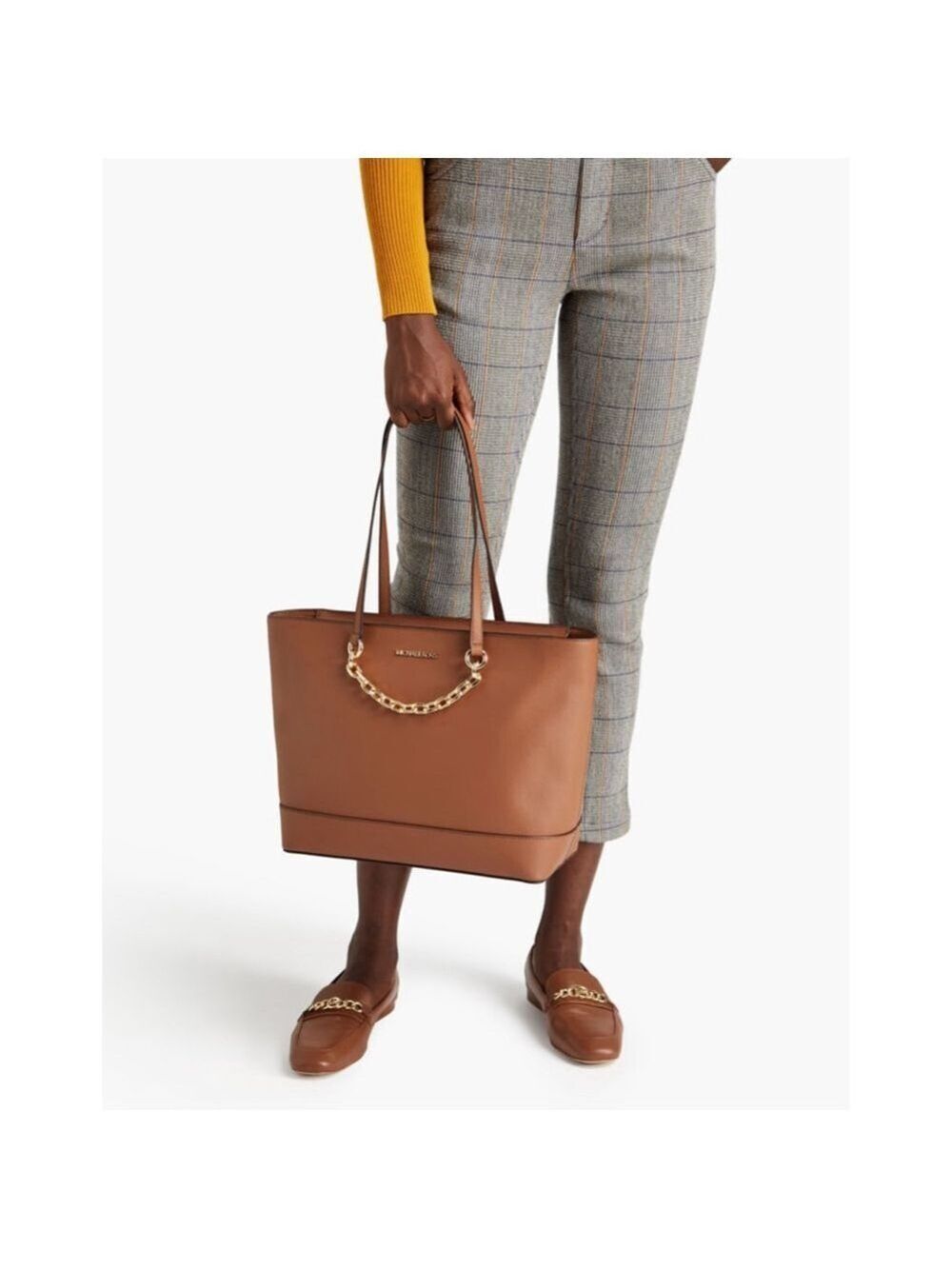 Michael Kors Tan Leather Jet Set Chain Tote Bag